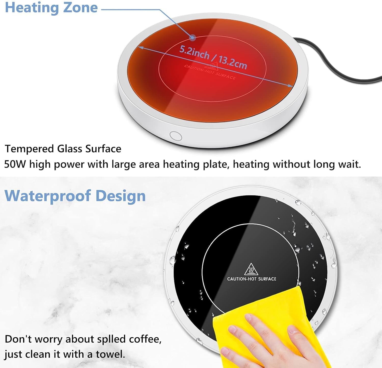 Electric Beverage Warmer Plate with 3 Temperature Settings W620983