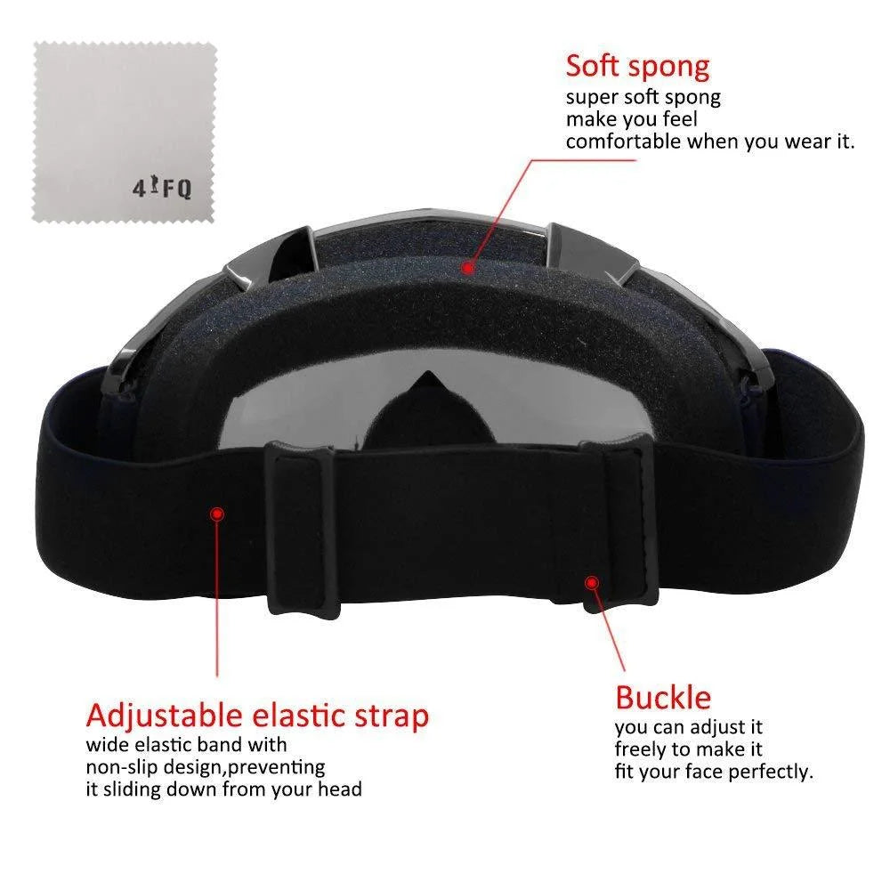 Motorcycle Goggles Windproof Dustproof Racing Goggles Scratch Resistant PU Resin Black Frame Color Lens H38463