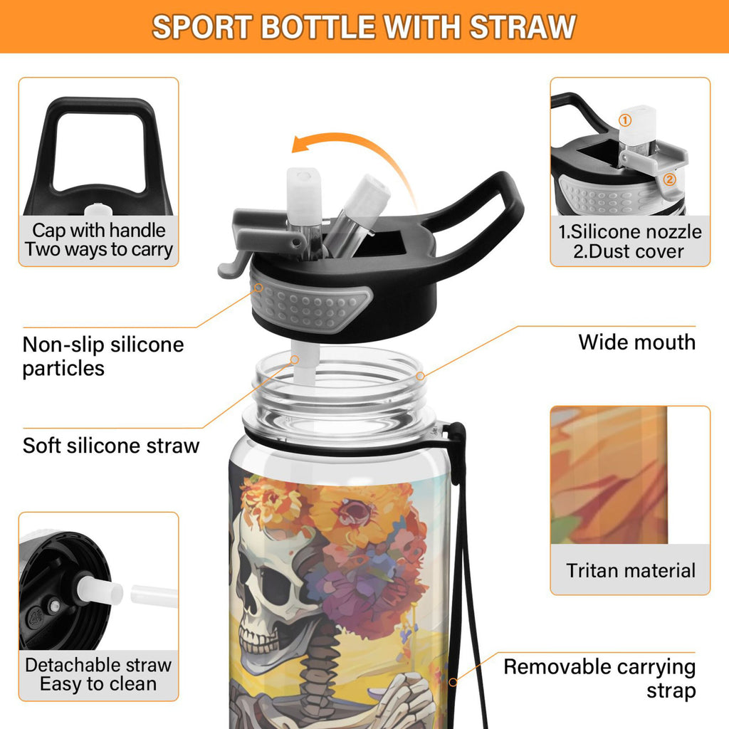 32oz Tritan Leakproof Clear Sports Water Bottle with Straw H354