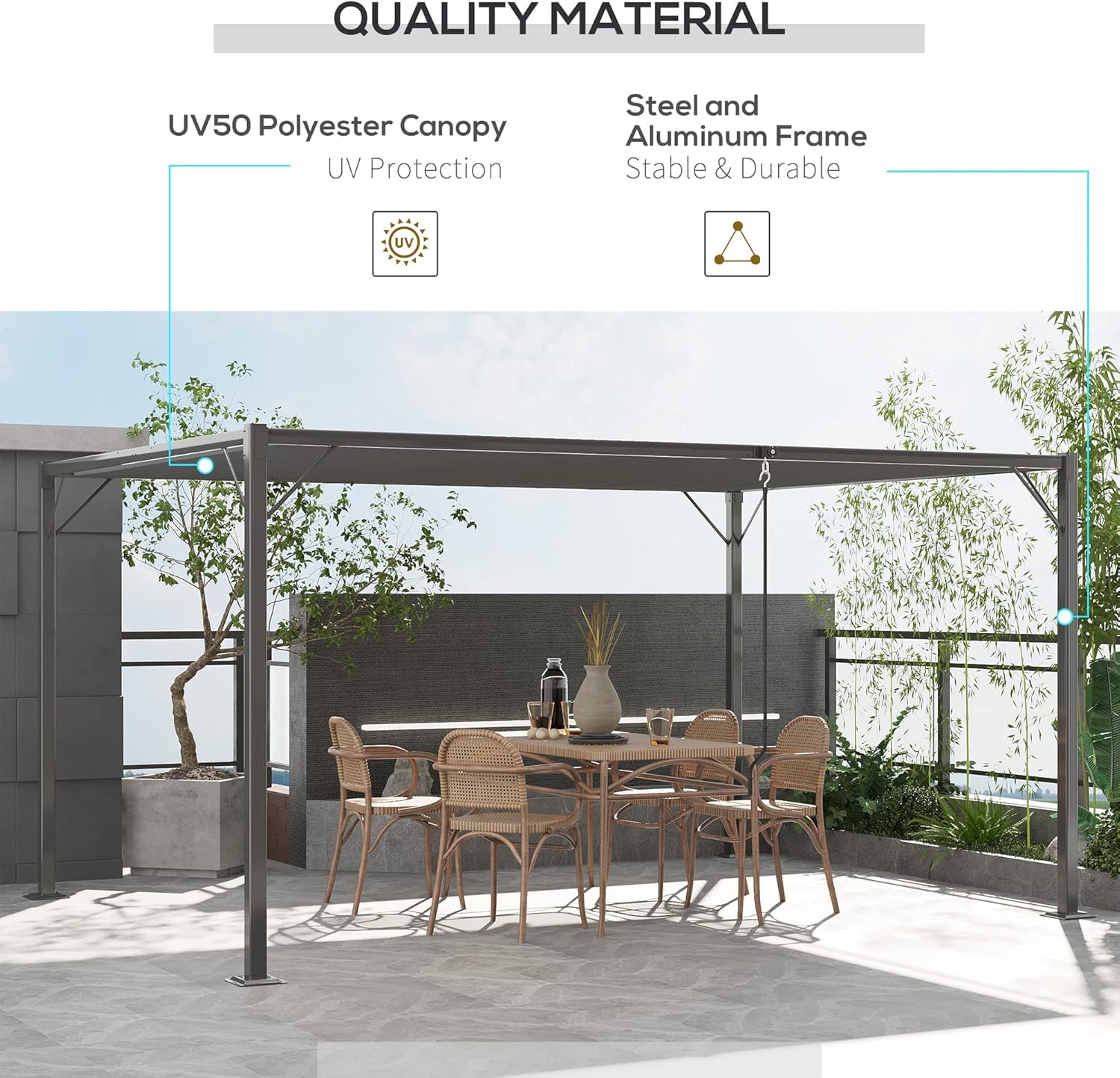 13' x 10' Outdoor Louvered Aluminum Pergola Gazebo with Adjustable Roof N1863