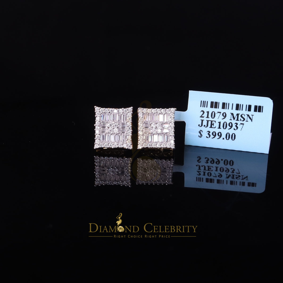 925 Silver Moissanite Baguette Stud Earrings T3093
