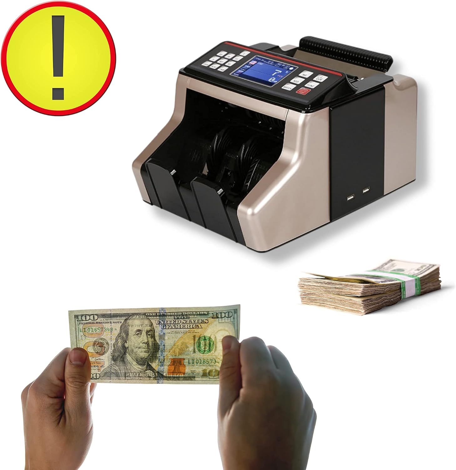 Black Automatic Money Counter with UV/MG/IR/MT Detection U95781