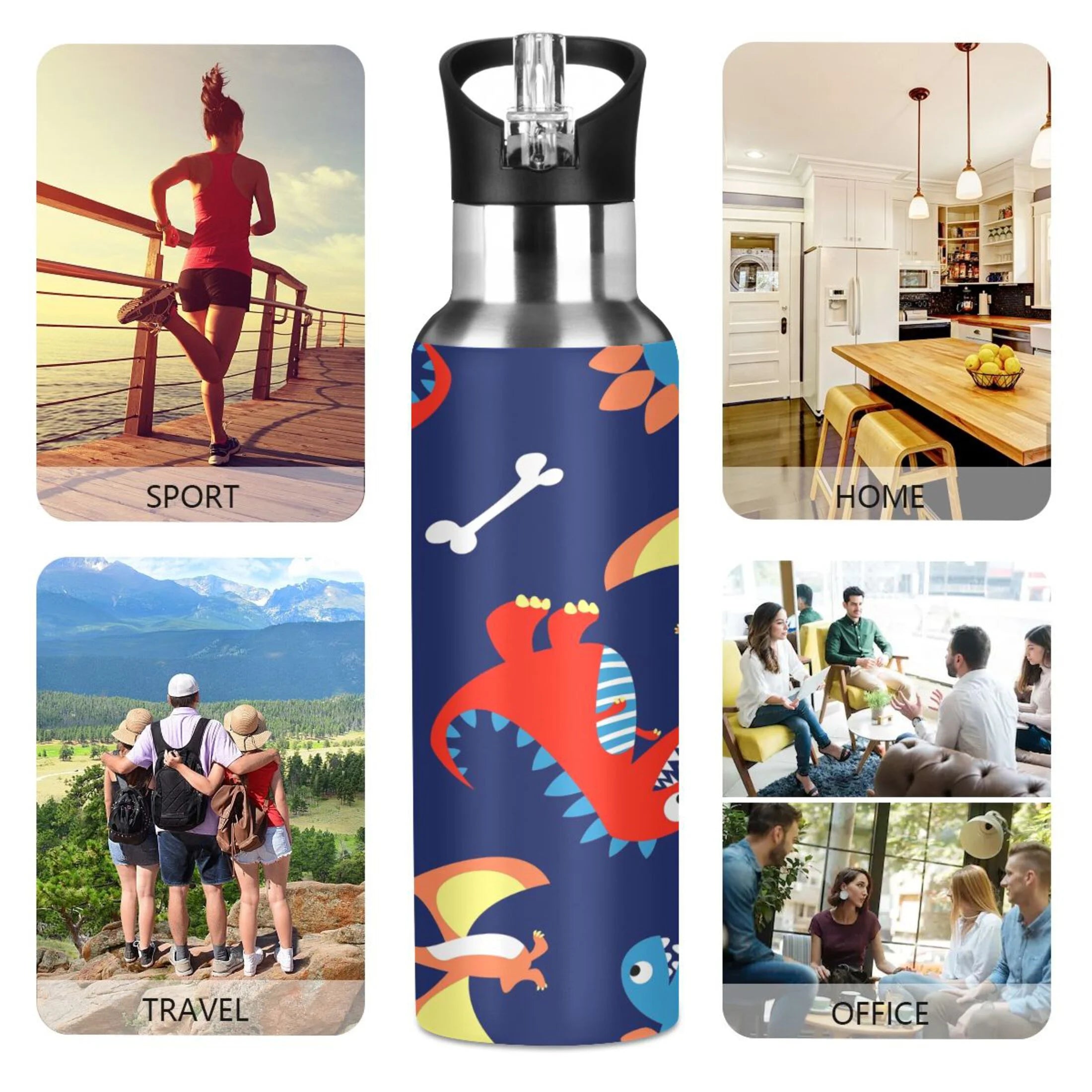 Stainless Steel Water Bottle with Straw Lid Vacuum Insulated 20 OZ I2608