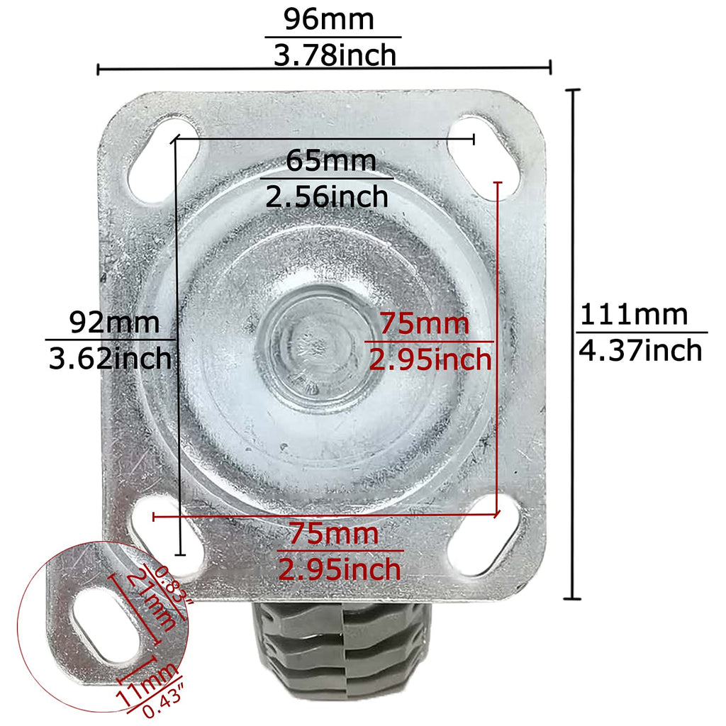 4 Inch Heavy Duty Swivel Casters with Locking Brakes Pack of 2 P5298