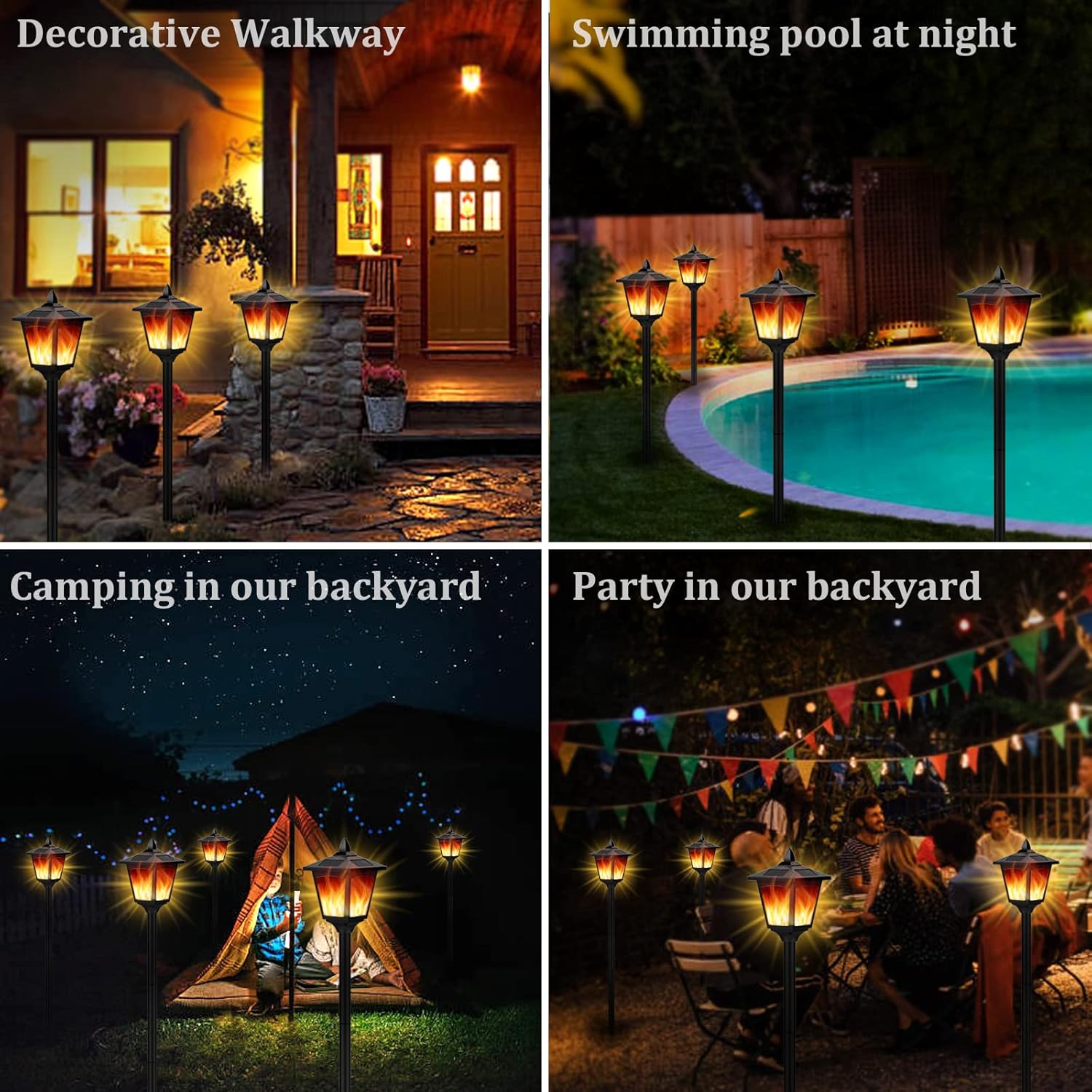 Solar Torch Light with Flickering Flame, IP55 Waterproof Solar Powered - 4 Pack S2741