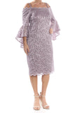 Purple Lace Bell Sleeve Shift Dress B952