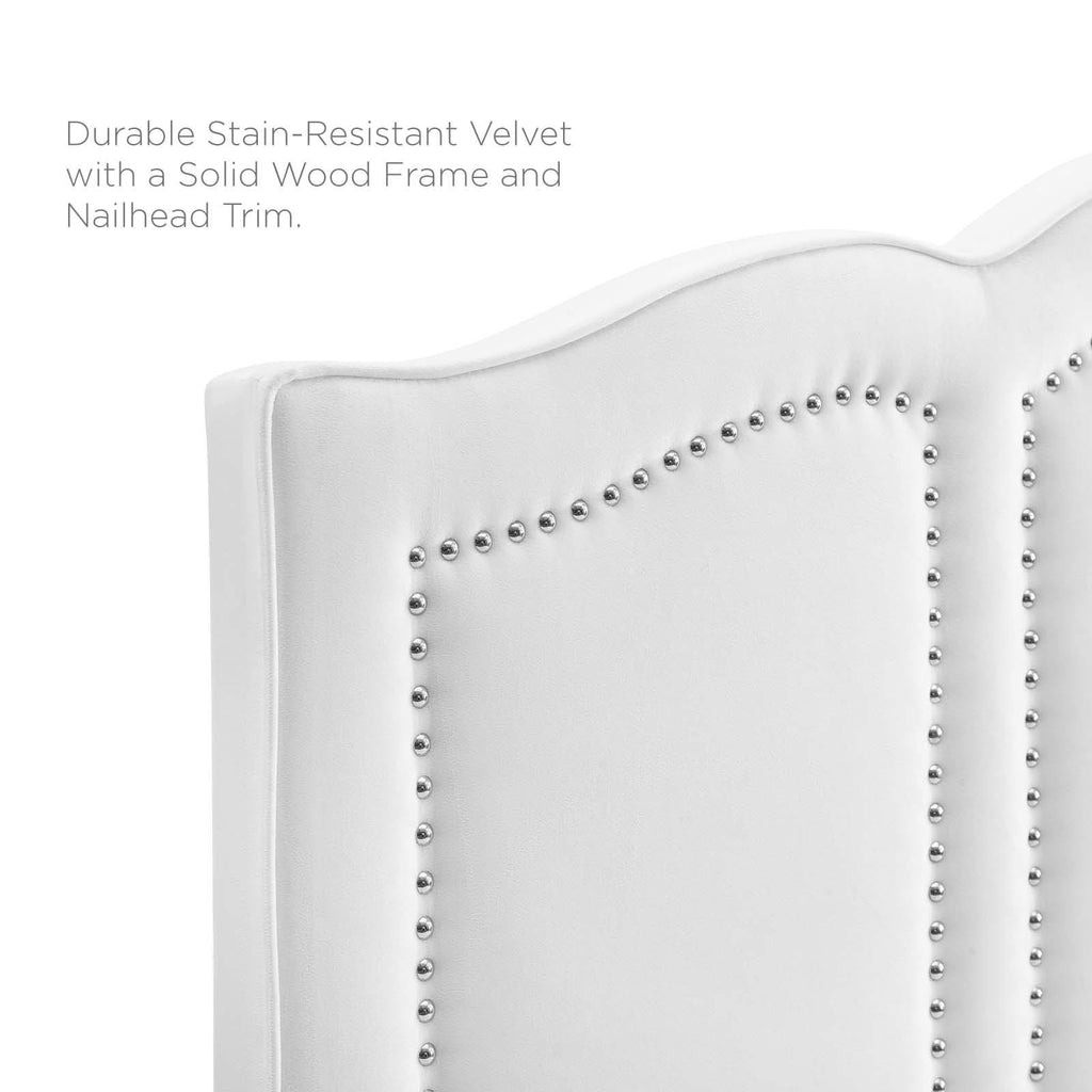 White Performance Velvet Headboard E4521