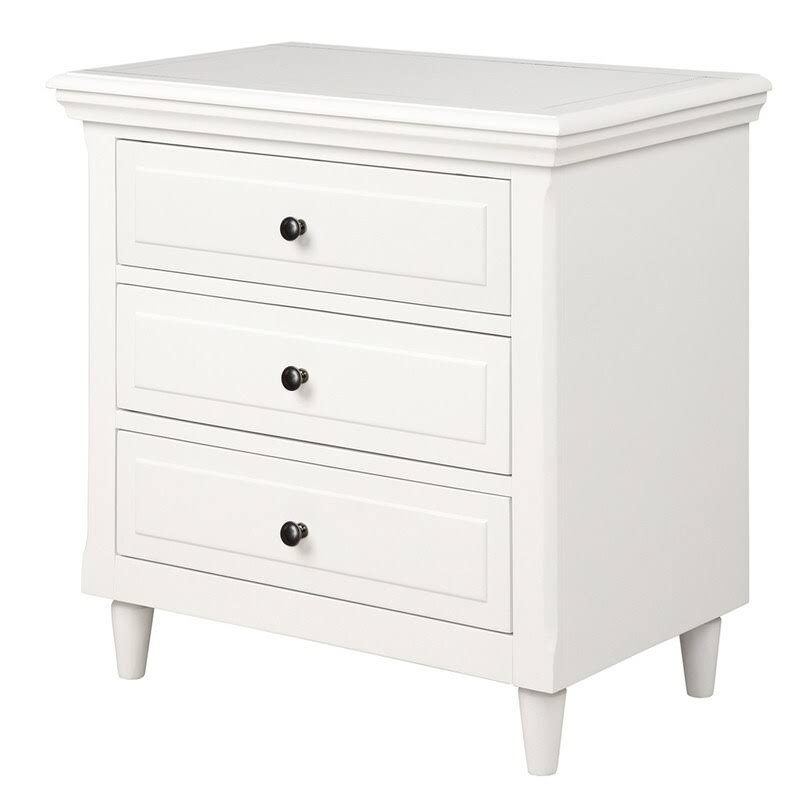 Beige 3-Drawer Wood Nightstand Cabinet G3492