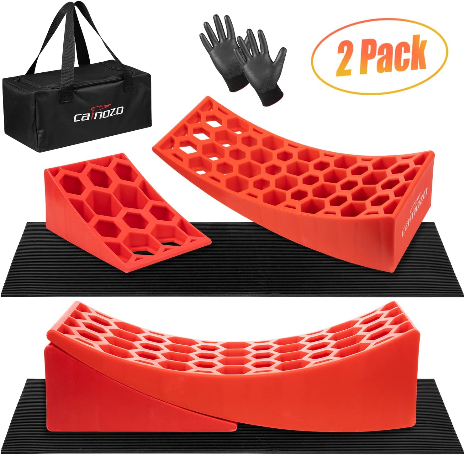 Curved RV Leveling Ramp Blocks Wheel Chock Leveler Kit 2 Packs Red J19234