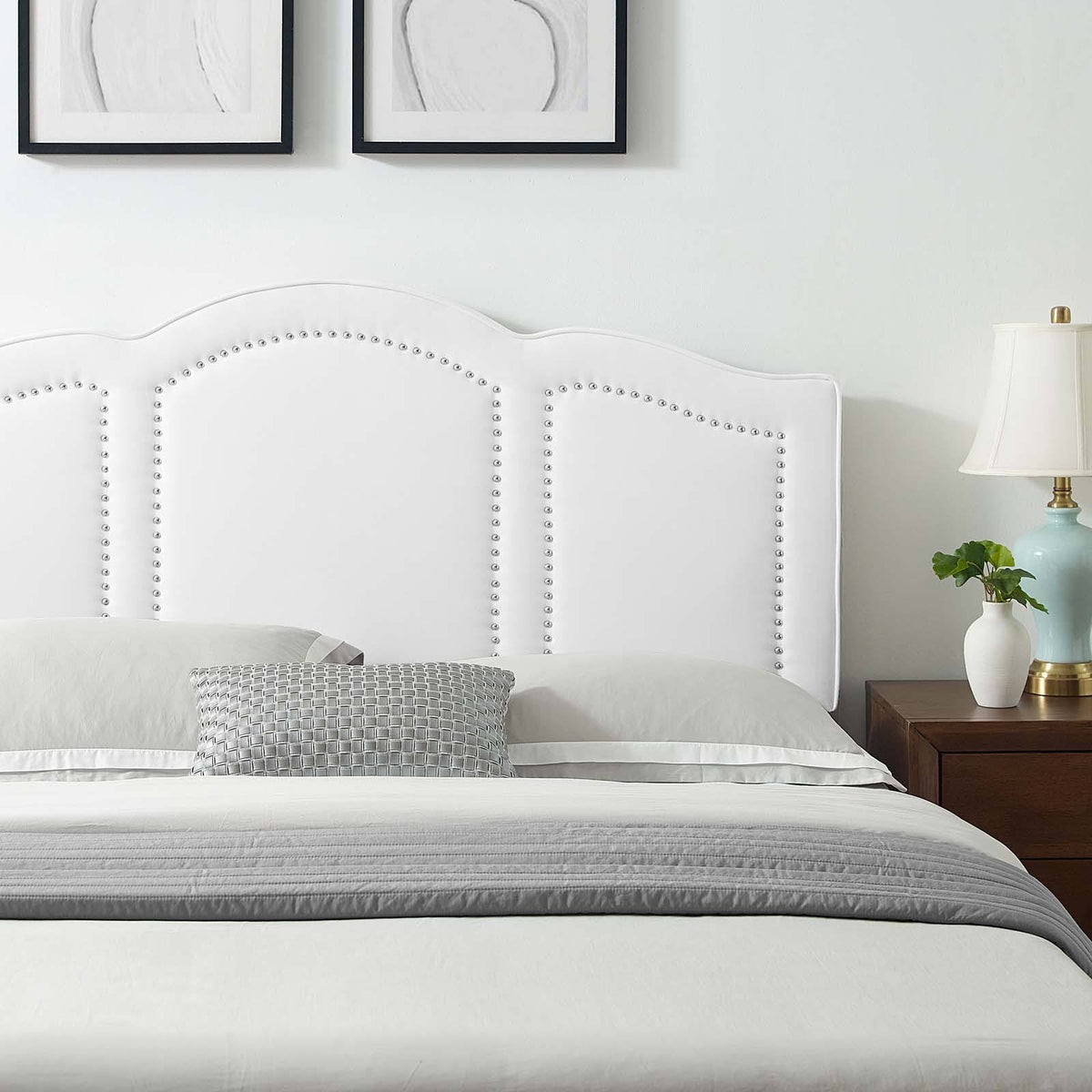 White Performance Velvet Headboard E4521