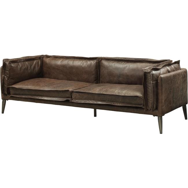 Distress Chocolate Top Grain Leather Loveseat W59477