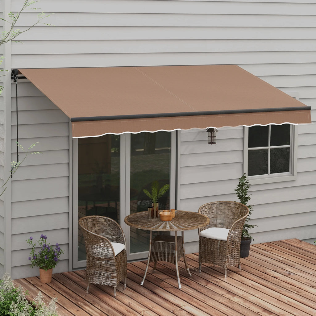 Coffee Patio Retractable Awning Sunshade Shelter J51276
