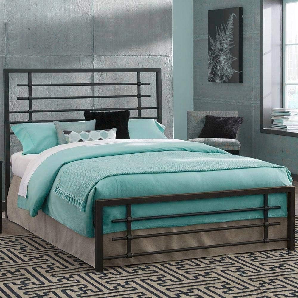 Metal Bed Frame with Headboard and Footboard California King Size D8008