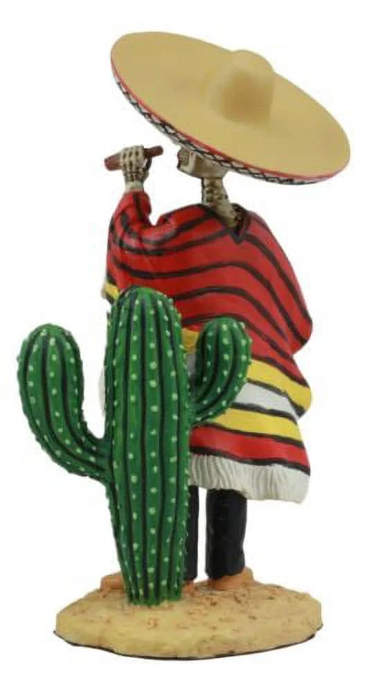 Skeleton Statue with Poncho Sombrero Cigar M158