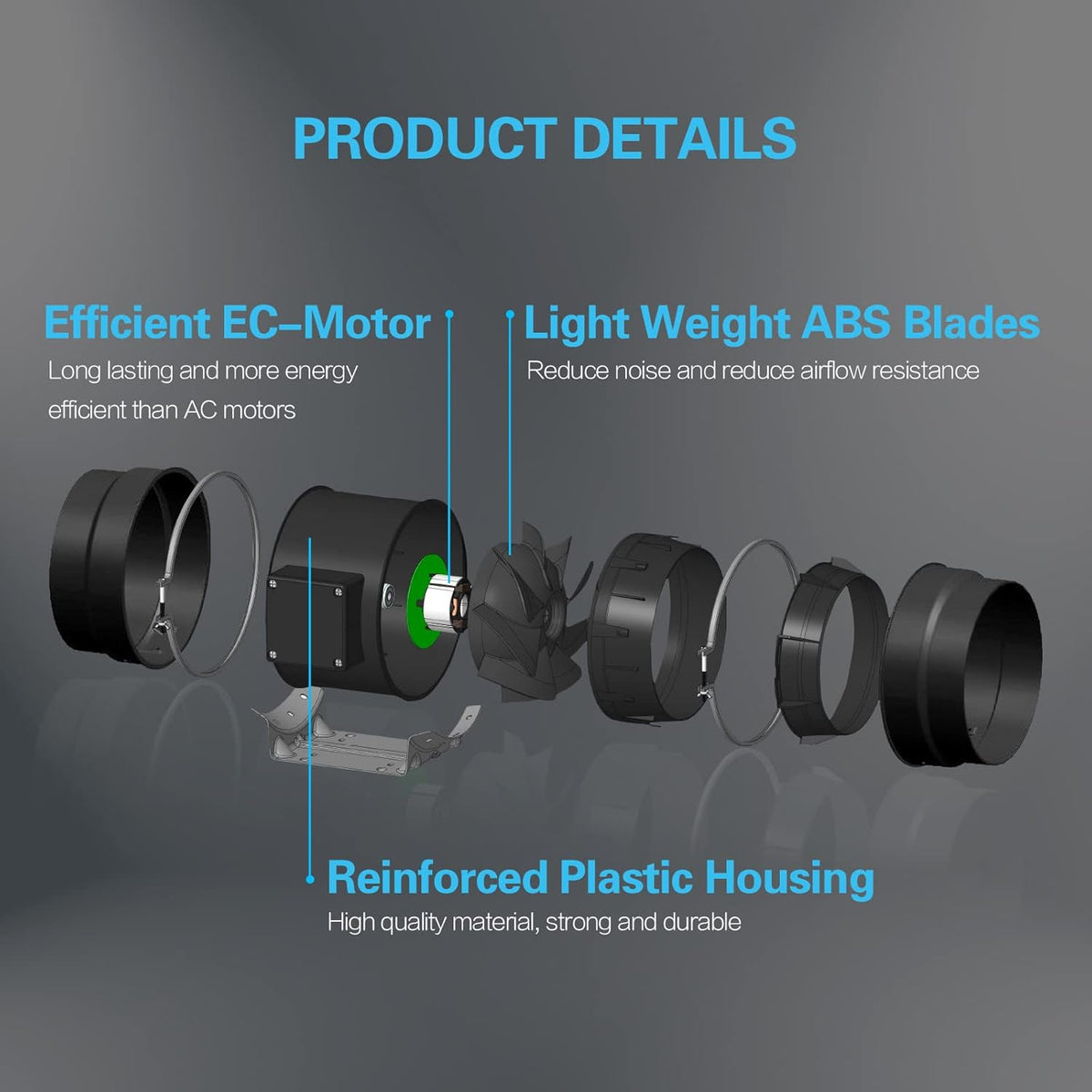 8 Inch Inline Duct Ventilation Fan with App Control R11225
