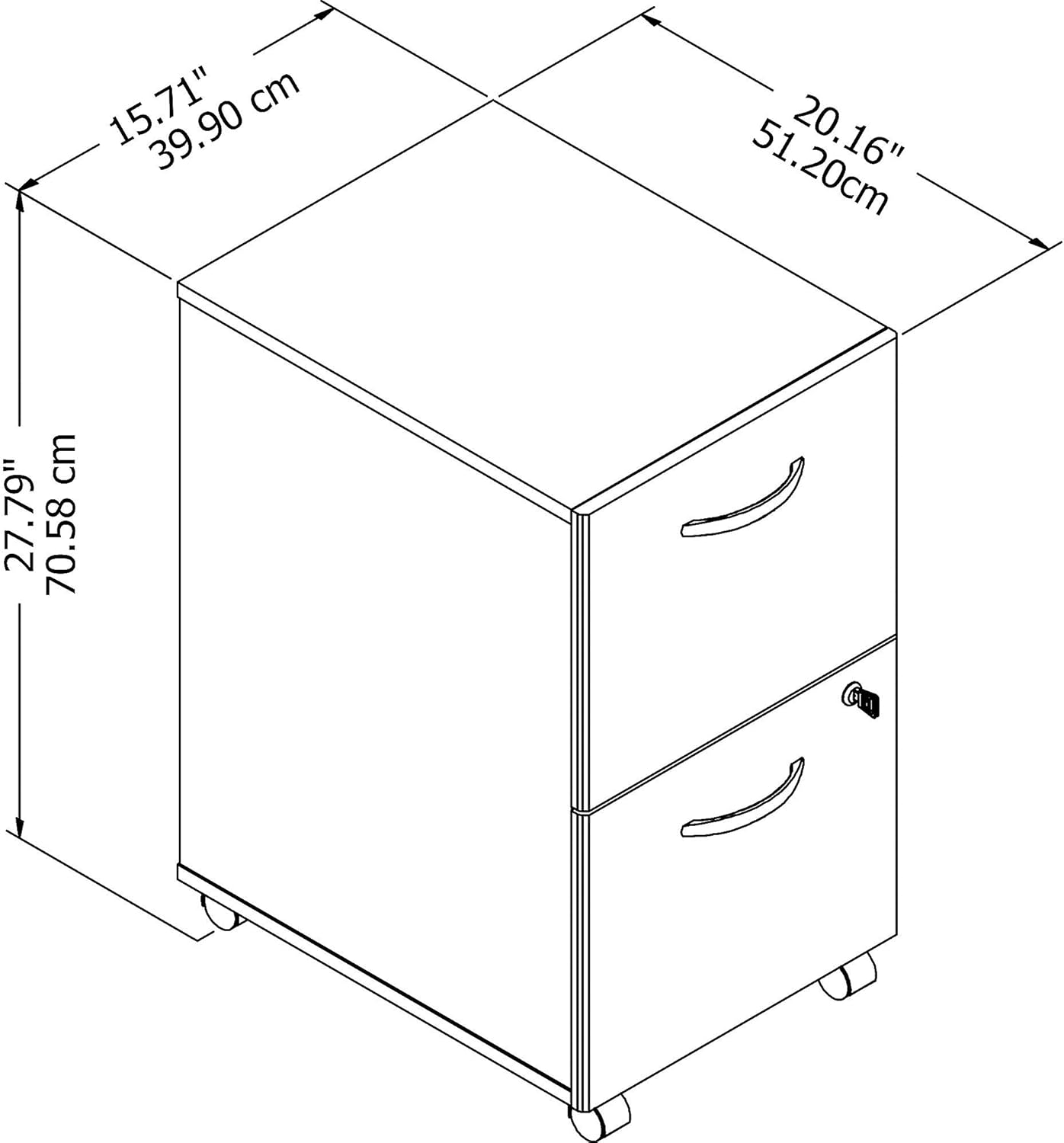 2 Drawer Mobile File Cabinet, Sand Oak O379