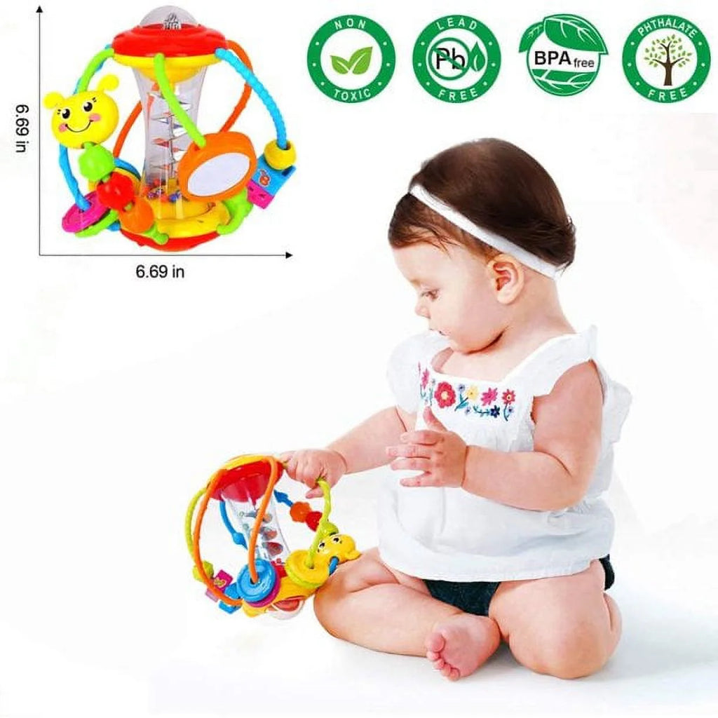 Baby Rattles Toys with Mirror Spinner Beads, Activity Ball Infant Toys A878