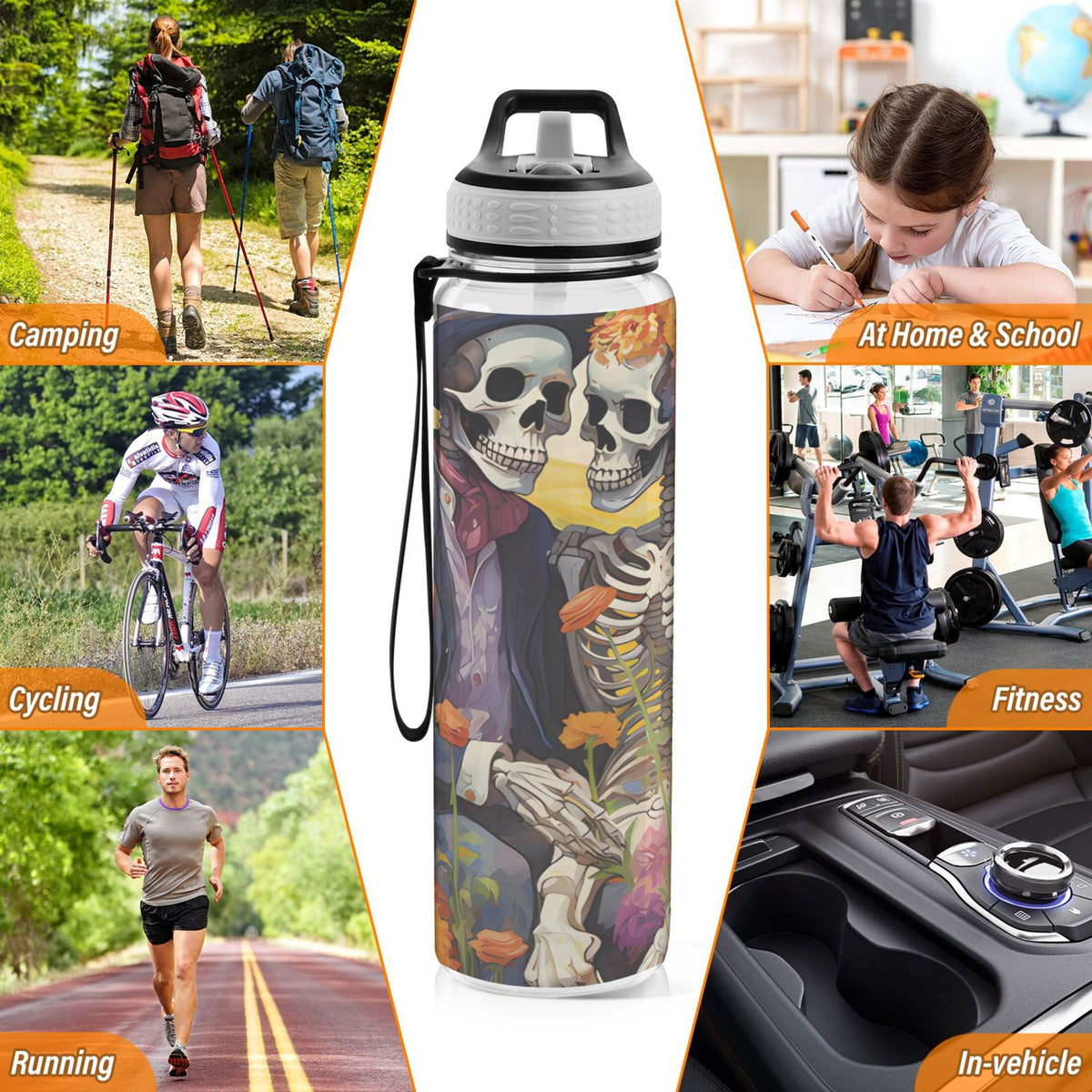 32oz Tritan Leakproof Clear Sports Water Bottle with Straw H354
