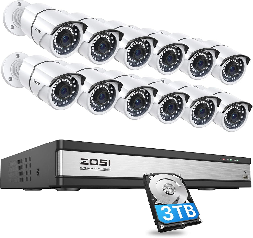 16CH 1080P Security Camera System with 2TB Hard Drive, 12PCS 1080P Outdoor Indoor Surveillance Cameras P368613