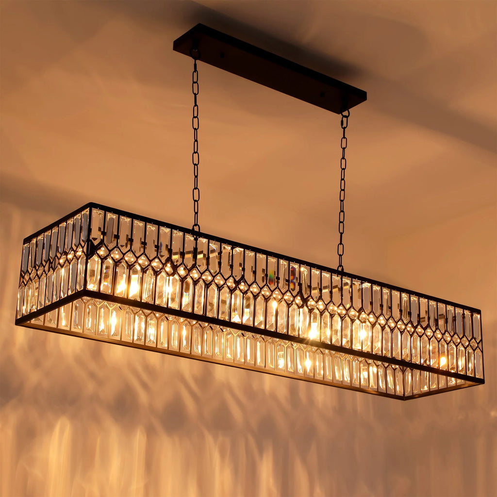 6-Light Crystal Rectangle Island Chandelier Z72818