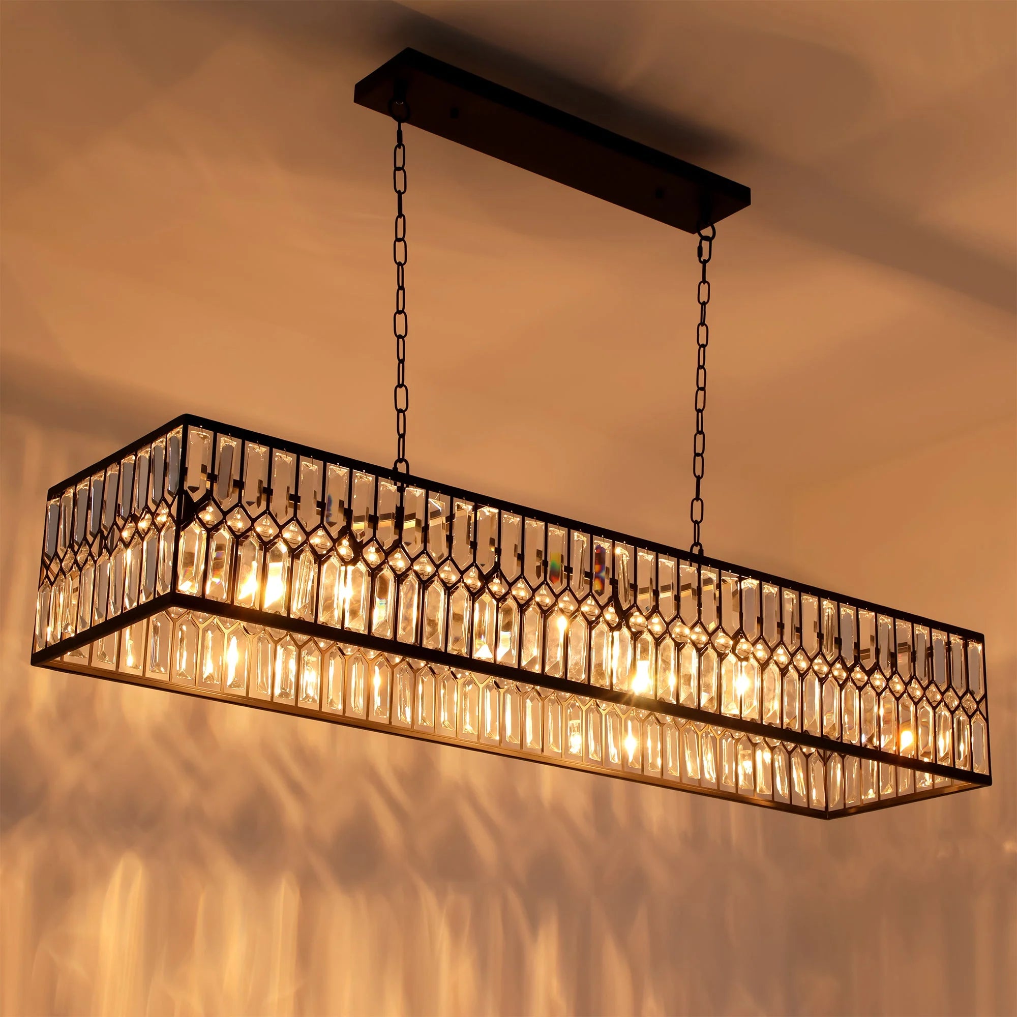 6-Light Crystal Rectangle Island Chandelier Z72818