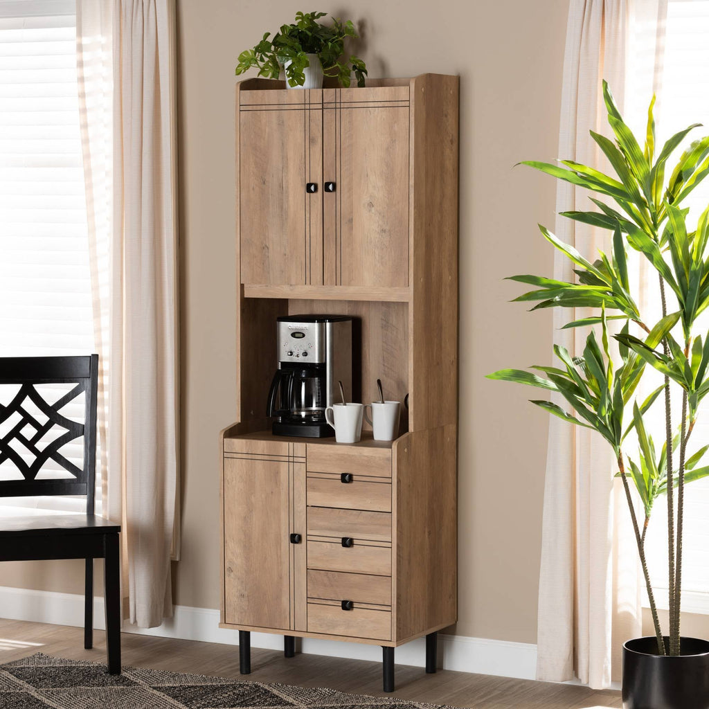 Oak Brown 3-Drawer Kitchen Storage Cabinet F4510