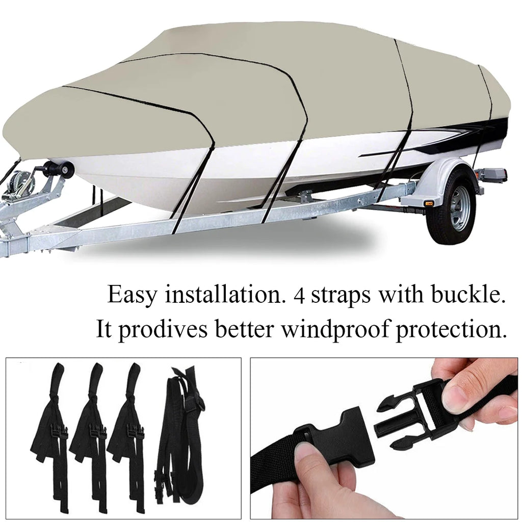 210D Trailerable Boat Cover for 20-22ft Boat, Heavy Duty Waterproof, Beige G420