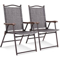 Gray Steel Frame Patio Folding Sling Back Camping Deck Chairs J171