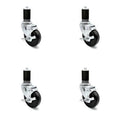 4 x 1.25 inch Hard Rubber Wheel Swivel Casters with Expanding Stem and Brake, Set of 4 O862309