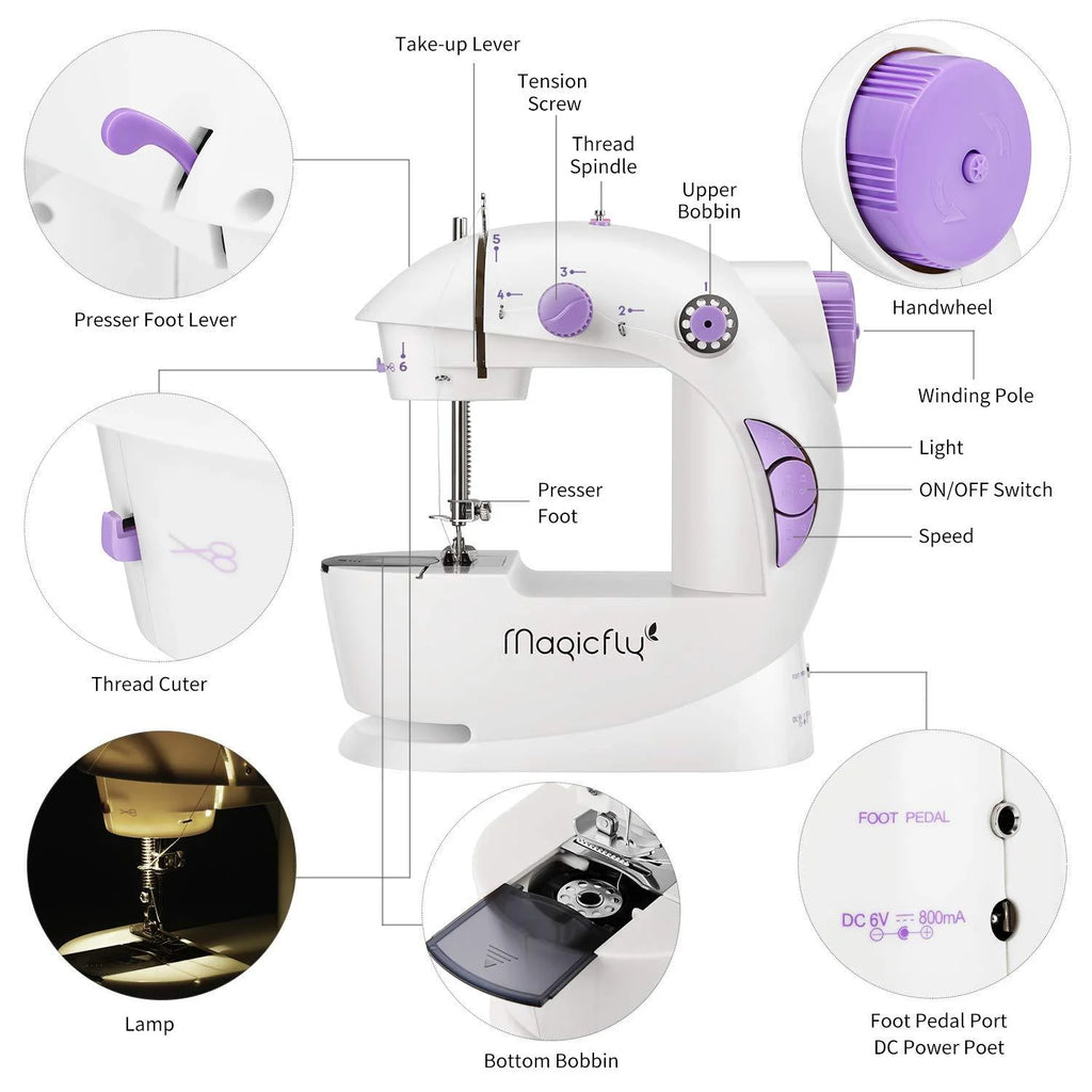 White Mini Sewing Machine with Extension Table W92624