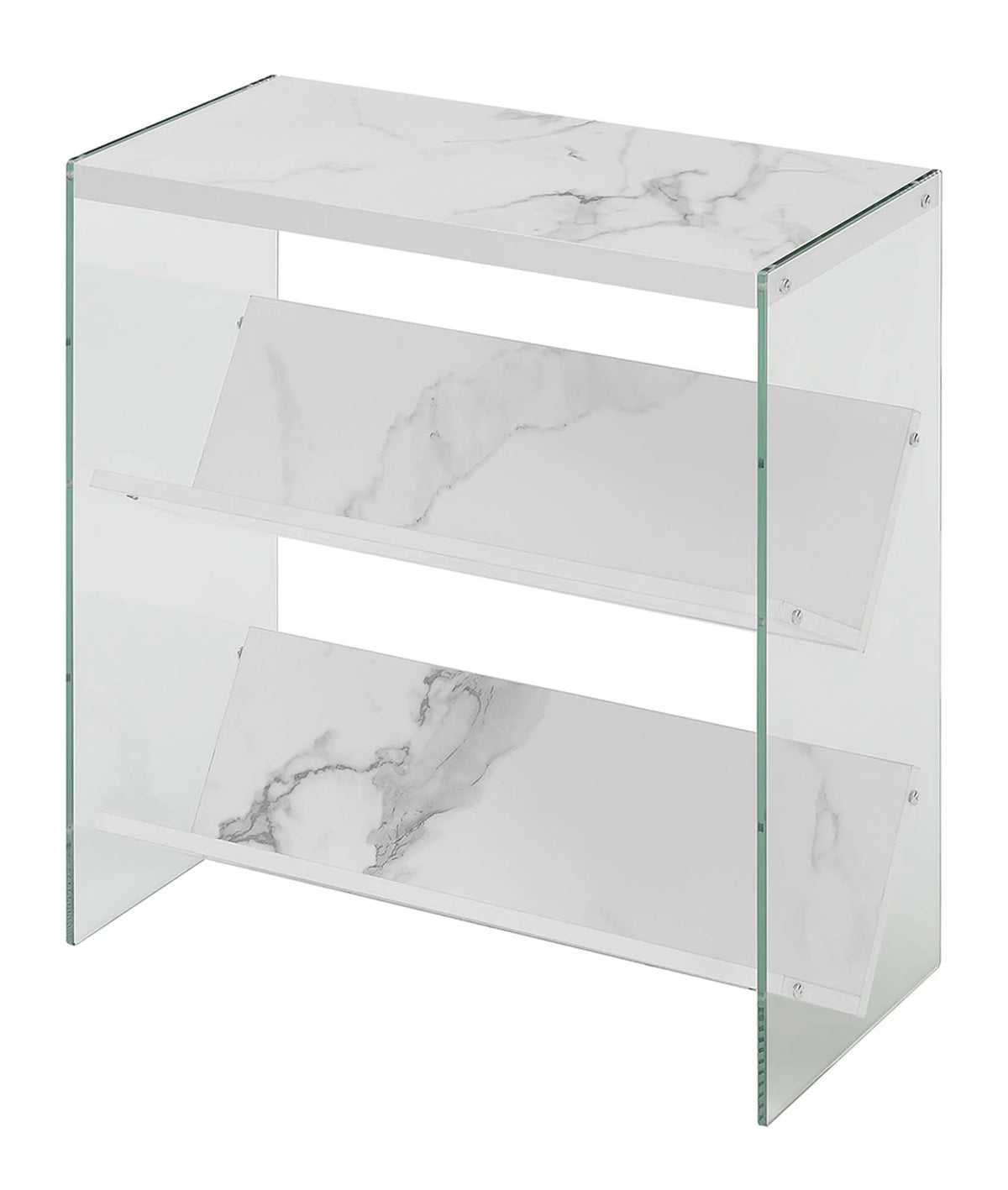 White Faux Marble Bookcase Y25674