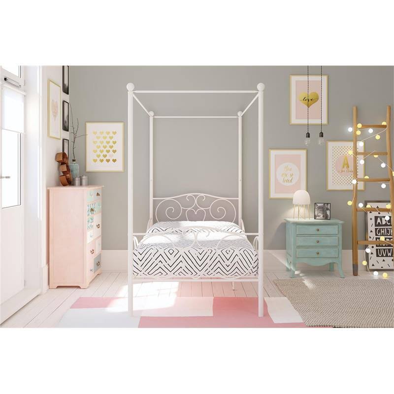 Twin Canopy Bed in White D560314