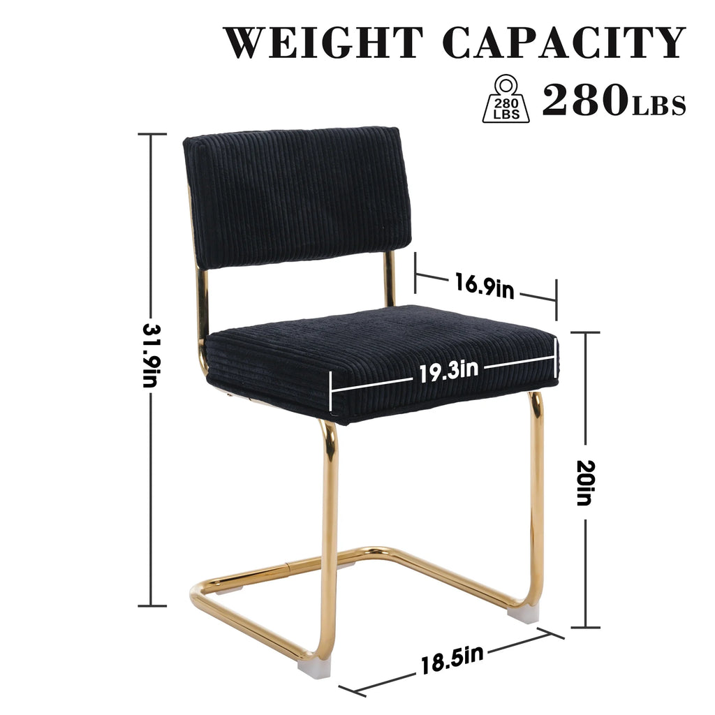 Black Corduroy Dining Chairs Set of 4 V703371