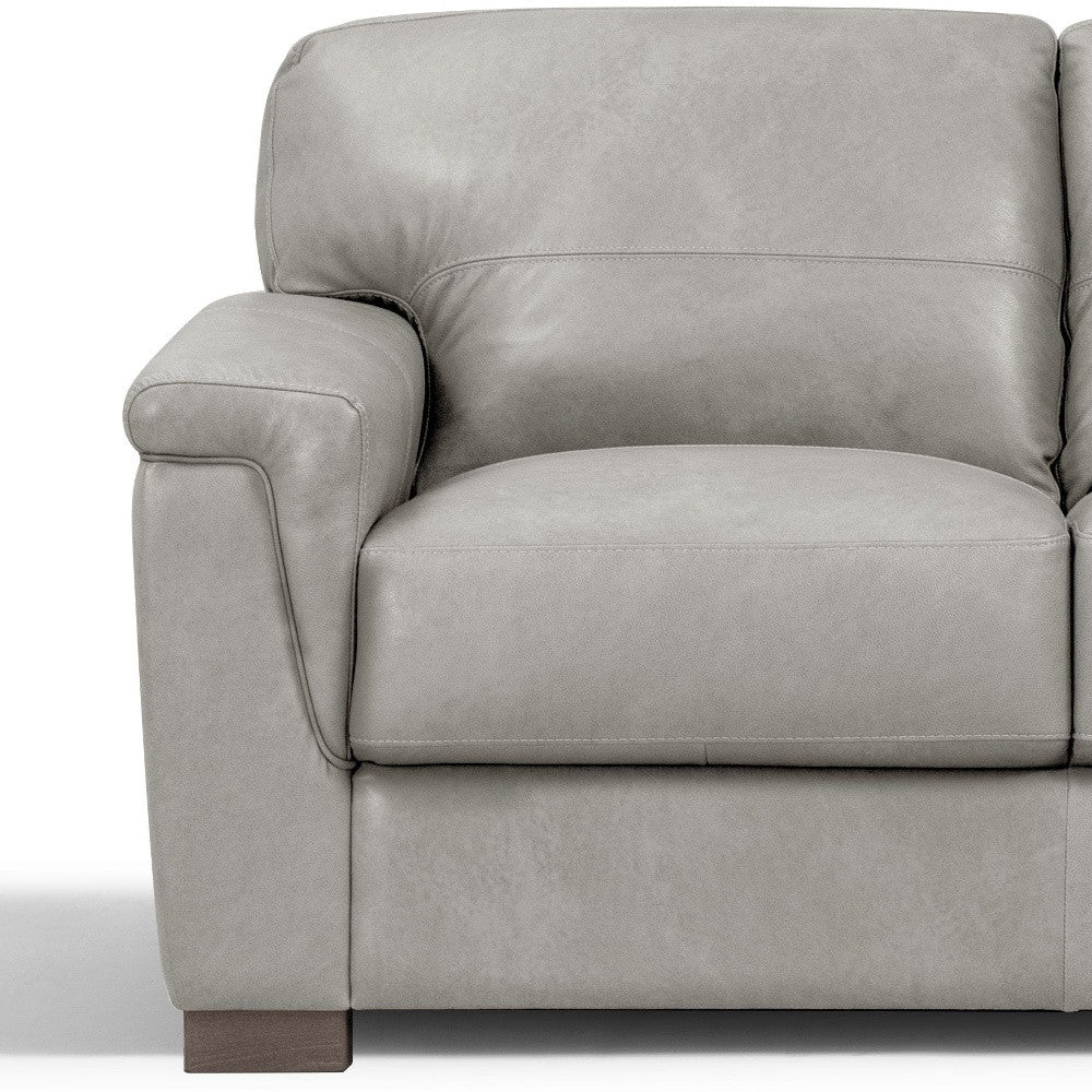 Gray & Black Leather Love Seat C1886