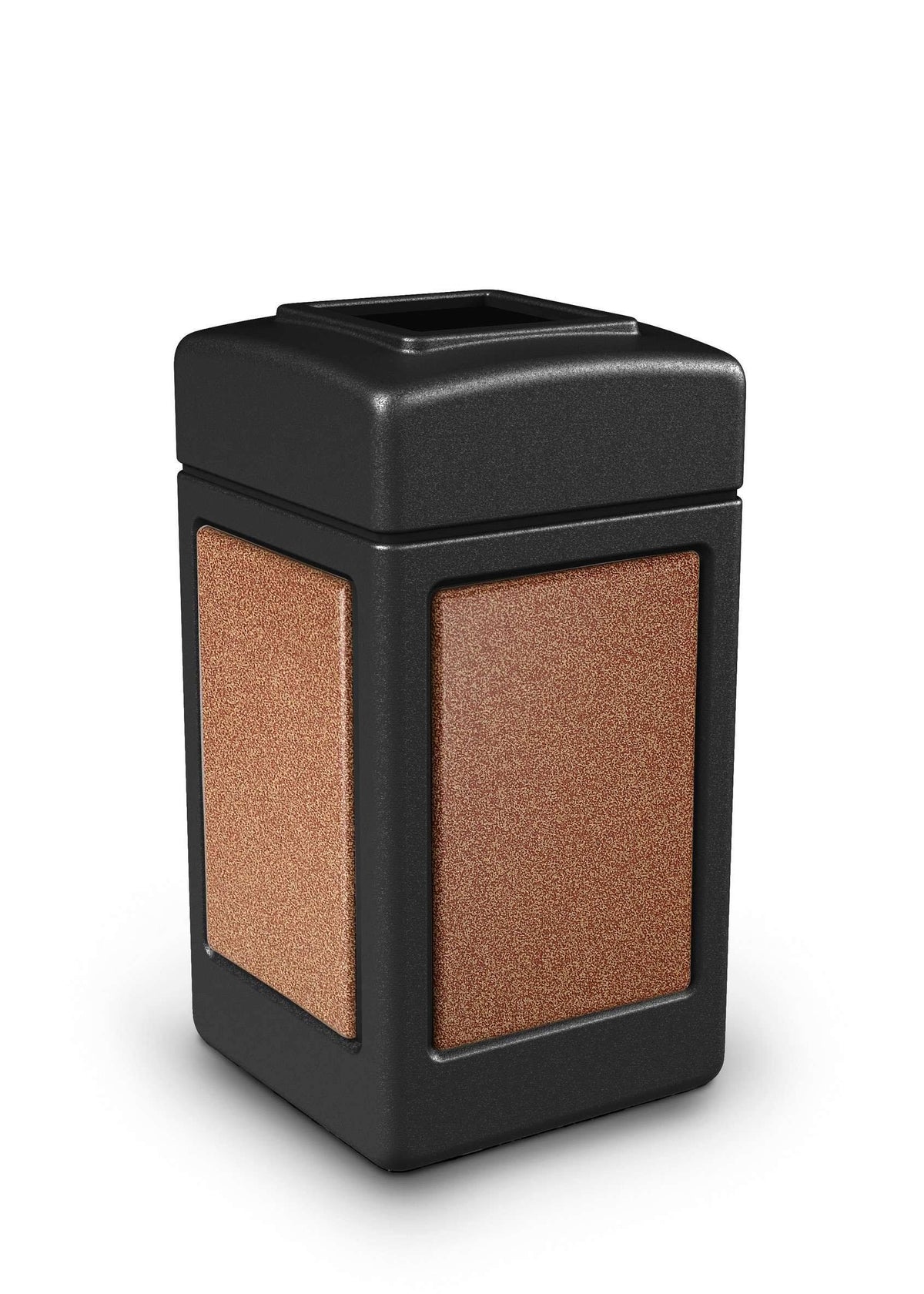 42 Gallon Black Trash Receptacle with Sedona Panels M955