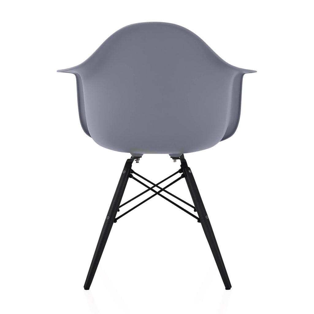 Dark Grey Molded Plastic Dining Arm Chair with Black Wood Legs (Set of 4) H4462