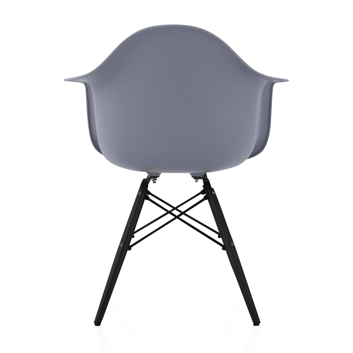 Dark Grey Molded Plastic Dining Arm Chair with Black Wood Legs (Set of 4) H4462