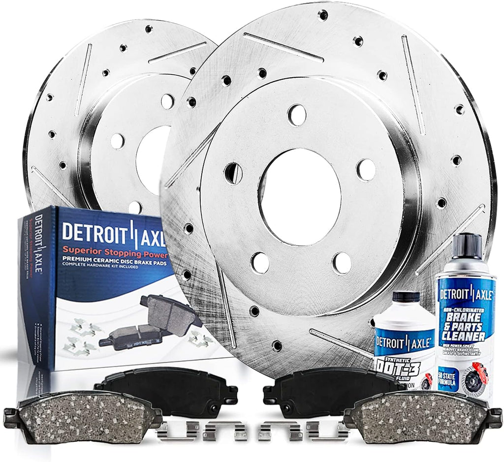328mm Rear Drilled and Slotted Disc Rotors + Ceramic Brake Pads 6pc Set H958
