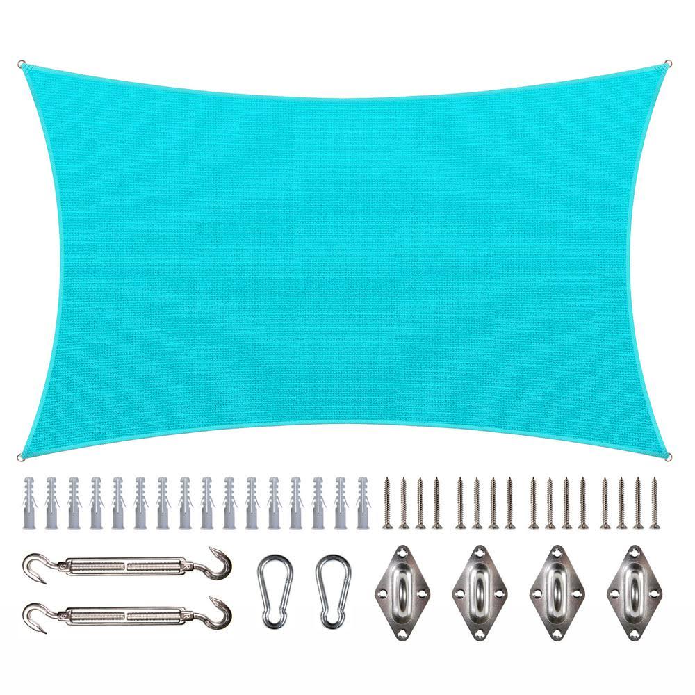 Turquoise Rectangle Sun Shade Sail with Rectangle Kit Y3036
