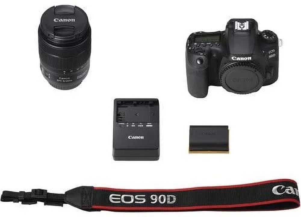 Canon EOS 90D DSLR Camera with 18-135mm USM Lens Kit, 128GB Memory, LED Light, Condenser Microphone, 60" Tripod M269