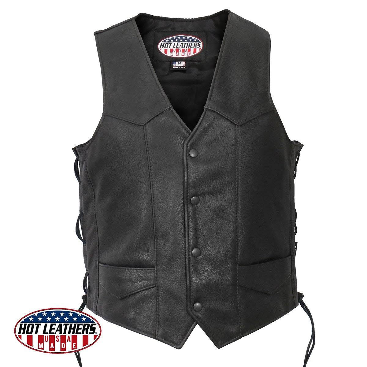 Black Leather Vest P3015