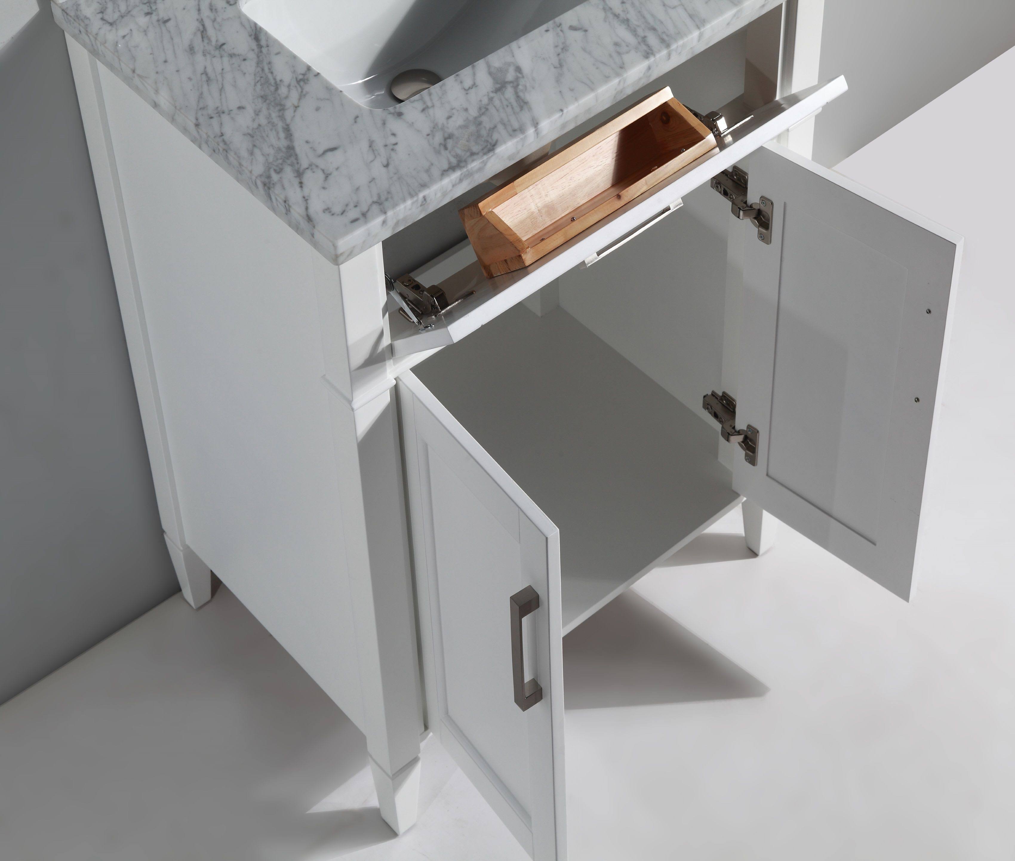 White Single Sink Bathroom Vanity Set with Carrara Marble Vanity Top T50627