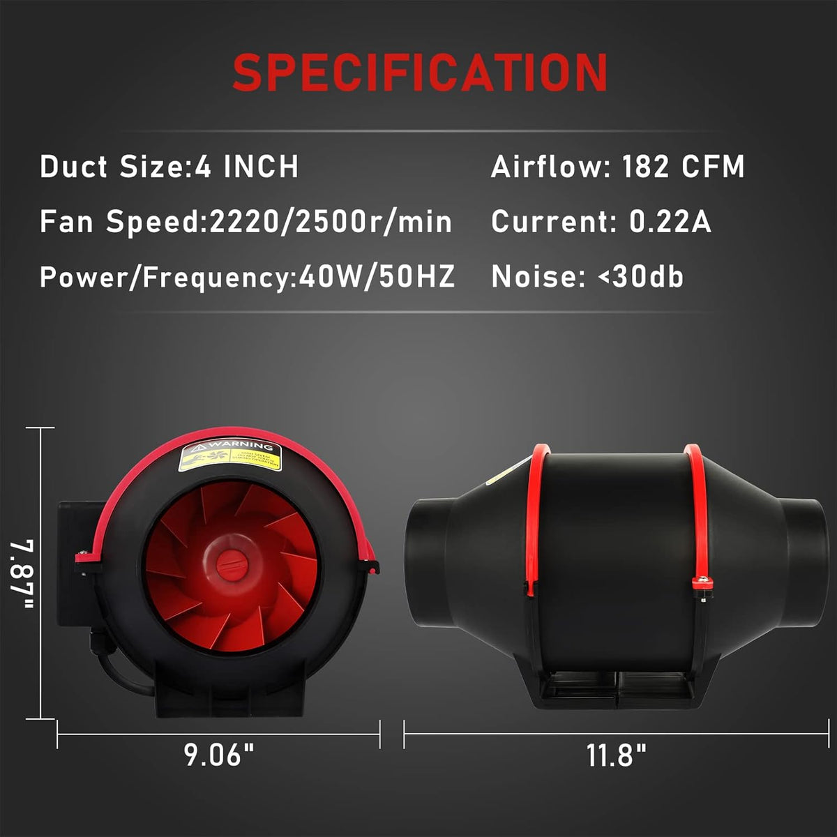 4 inch Inline Ventilation Fan with Carbon Filter and Ducting A513
