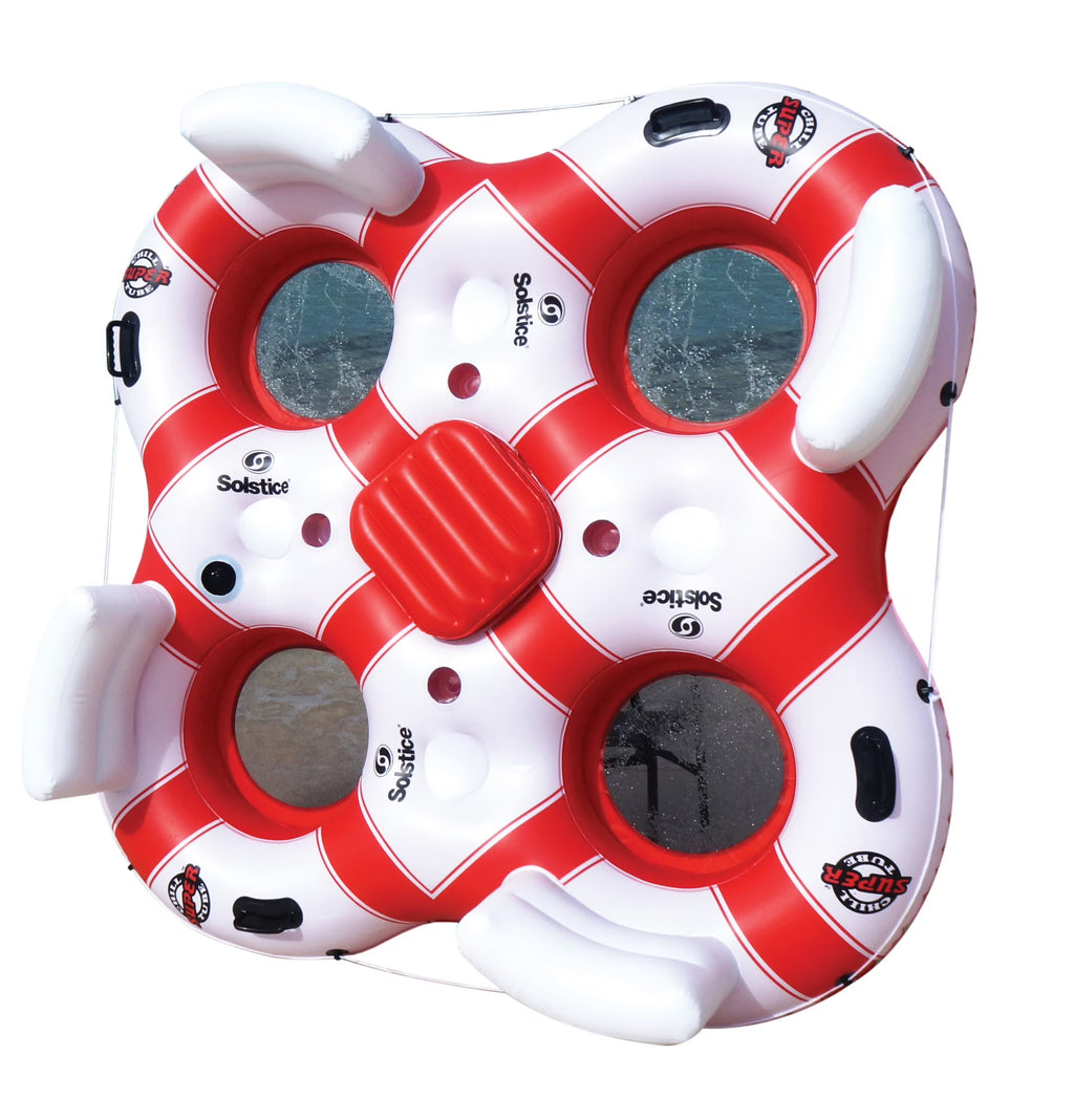 78-Inch White and Red Swimming Pool Float E3589