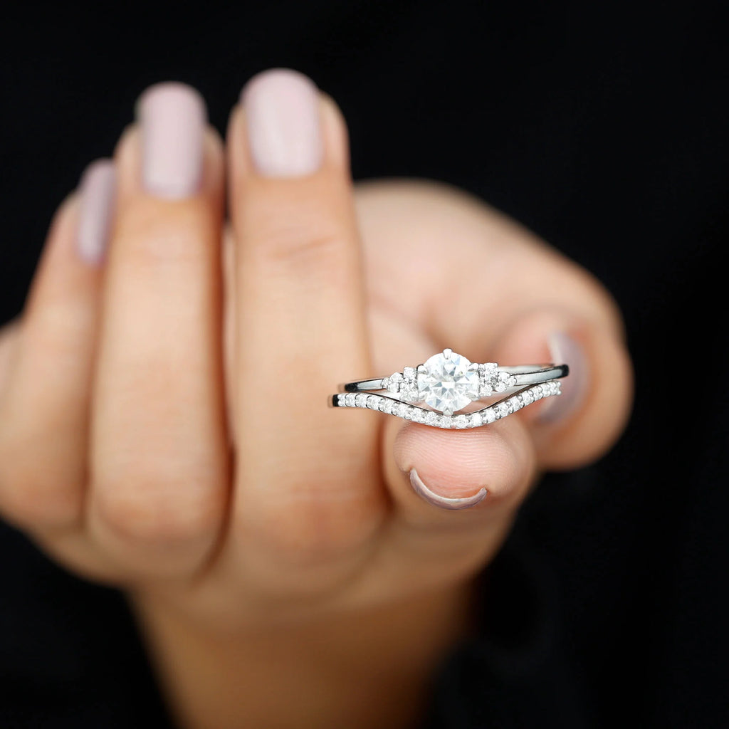 925 Sterling Silver Moissanite Bridal Ring Set R1667