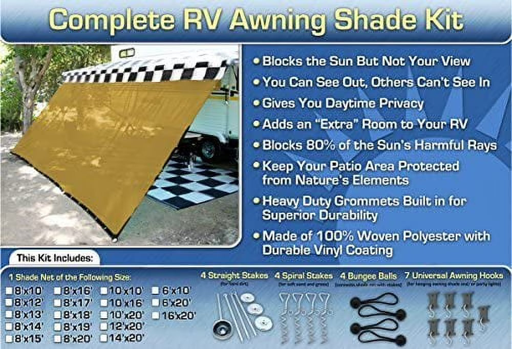 Beige RV Awning Shade Complete Kit 10x20 A94190