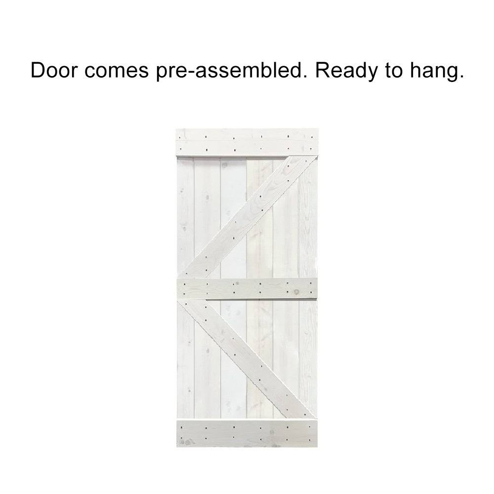 Jungle Green Stained Wood Interior Sliding Barn Door with Hardware Kit K675