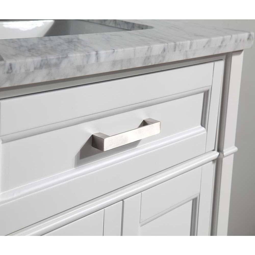 White Single Sink Bathroom Vanity Set with Carrara Marble Vanity Top T50627