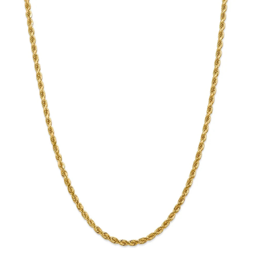 14kt Yellow Gold 4mm Diamond Cut Rope Chain with Lobster Clasp, 30 inch B832