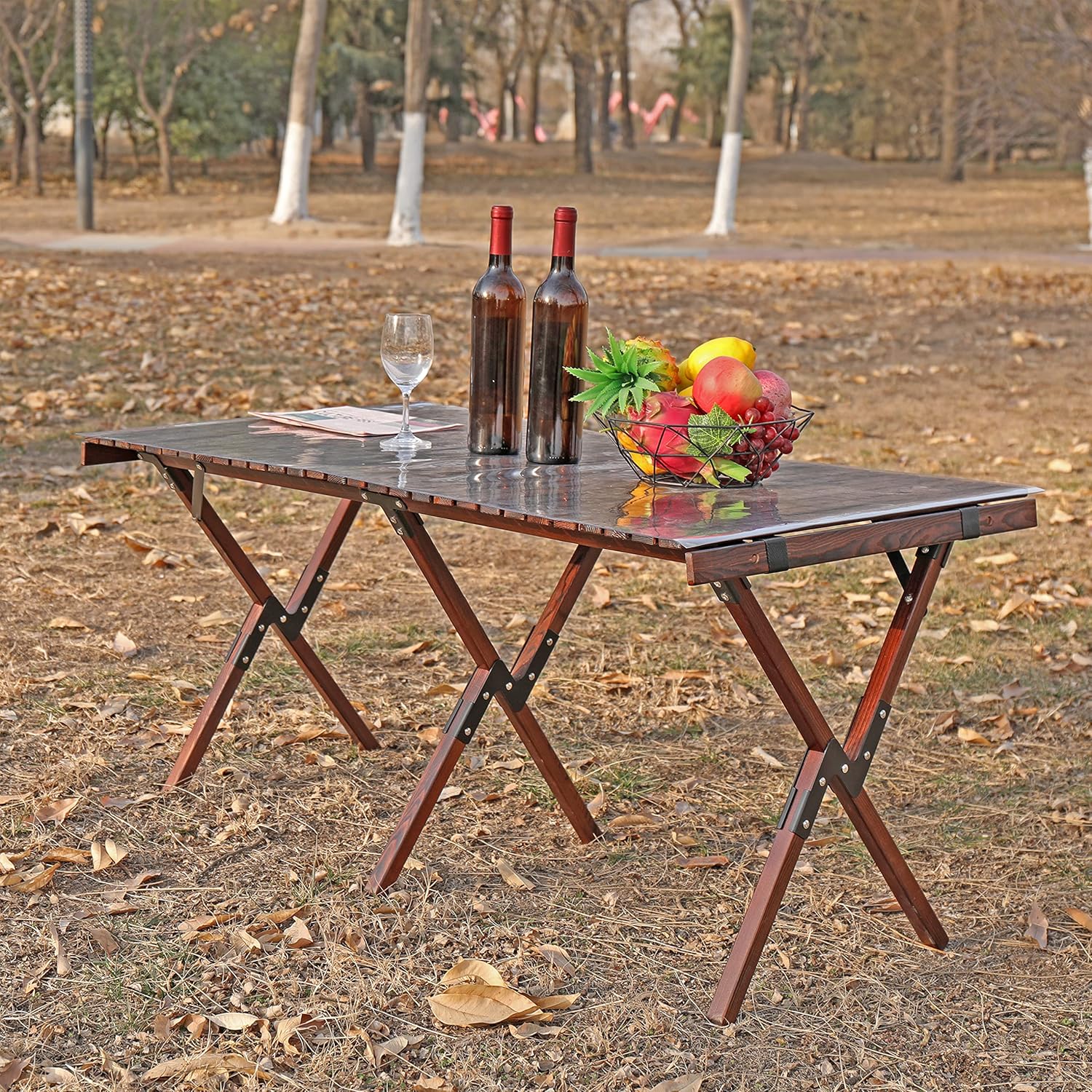 Rustic White Folding Wooden Camping Table P7546